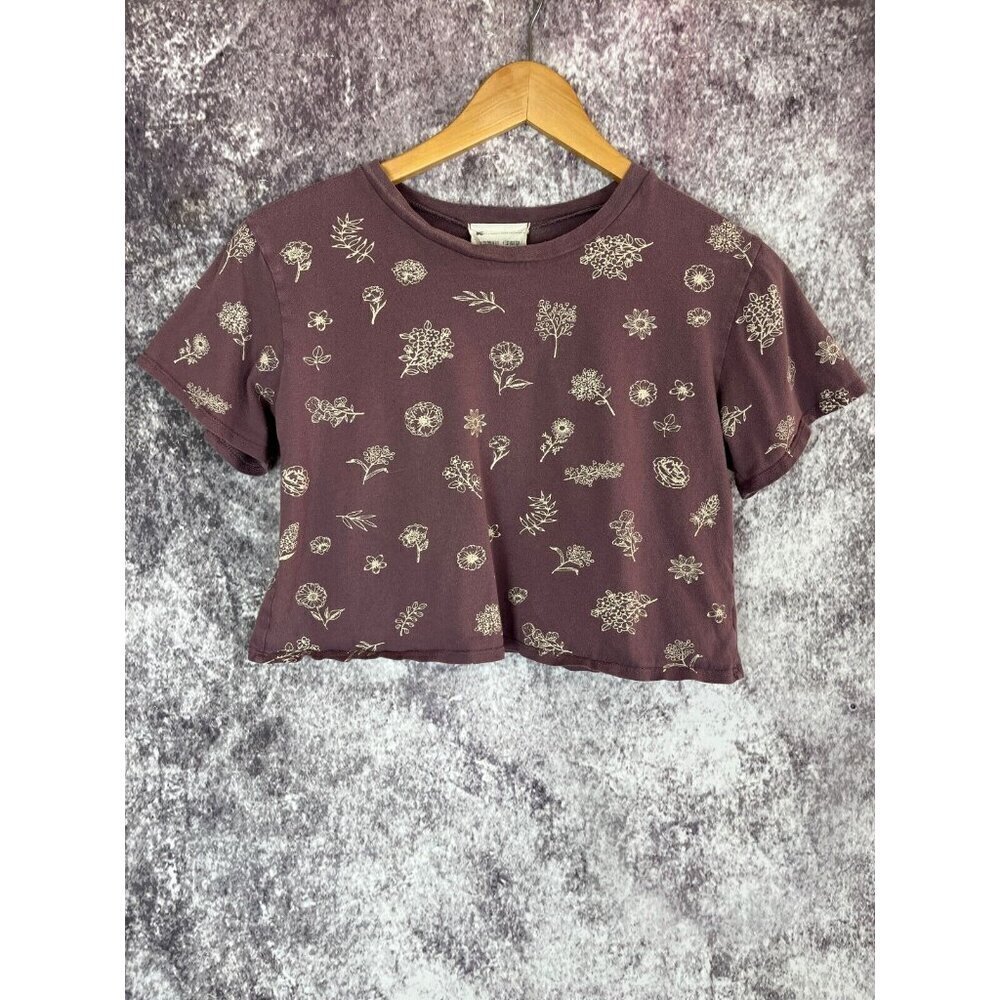 French Pastry Shirt Top Tee Womens Teens XS Plum Cropped School Hippie Fairy‎